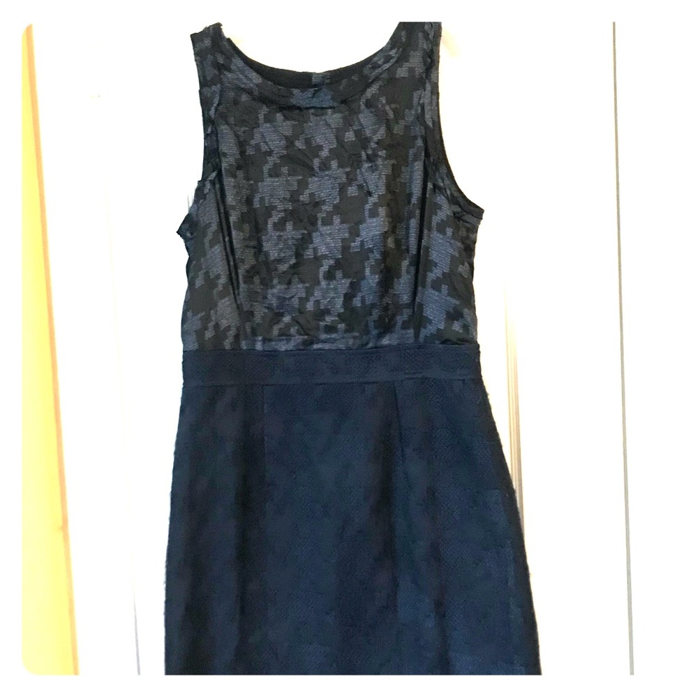Navy Houndstooth Cocktail Dress